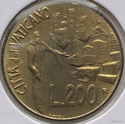 Ватикан 200 лир 1991 г. В холдере