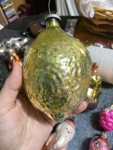 Ёлочная игрушка лимон Толстое стекло