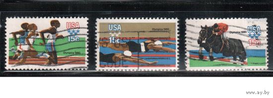 США-1979, (Мих.1398-1401) , гаш. , Спорт, ОИ-1980 в Москве , 3 марки
