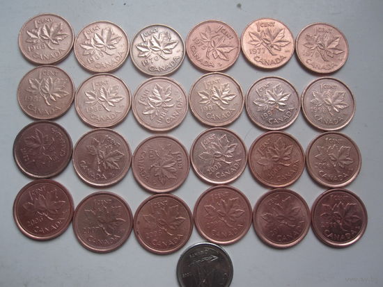 Канадские центы 25шт. без повтора.