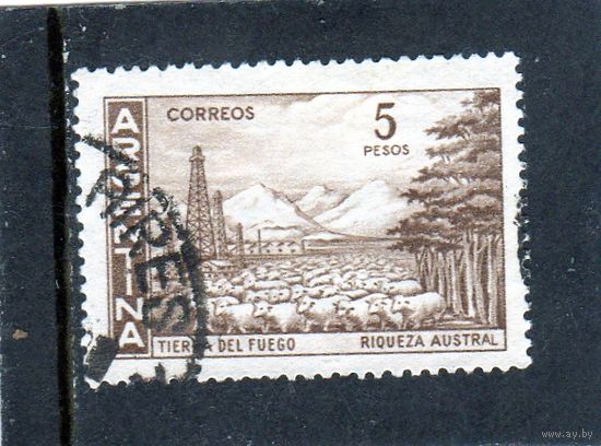 Аргентина.Ми-703.Огненная Земля del FuegoTierra. Серия: Генерал Сан-Мартин и пейзажи.1959.