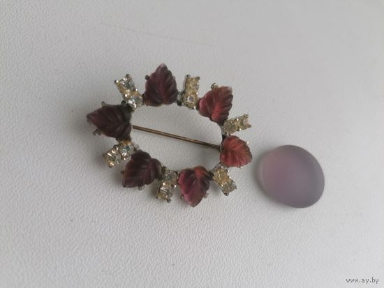 Брошь СССР, морозное стекло +вставка в подарок, торги с Рубля