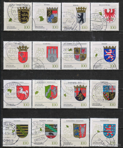Германия 1992-4 Германские земли Герб Карта #1586-91,1660-4,1712-6 (3 скана)