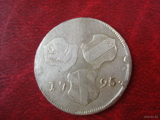 6 крейцеров ПЕРЕДНЯЯ АВСТРИЯ 1795 Н (Gunzburg, СЕРЕБРО) RRR