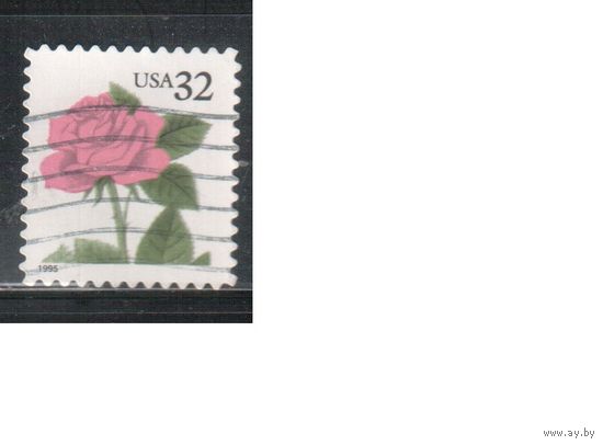 США-1995 (Мих.2571 BA) , гаш. , Стандарт, Цветы, Роза ,(одиночка),