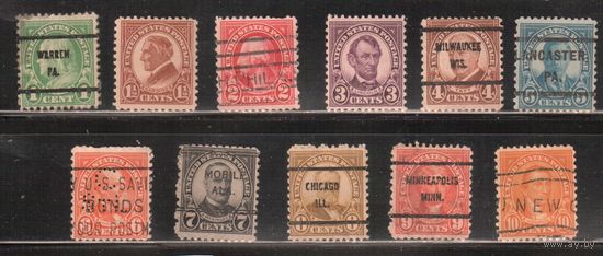 США-1927, (Скотт.632-642), гаш. ( 2м -**) , Стандарт, Президенты  (полная серия), перф. 11х10 1/2