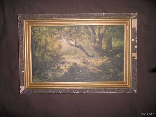 Картина репродукция на холсте в раме,времён СССР.С рубля.