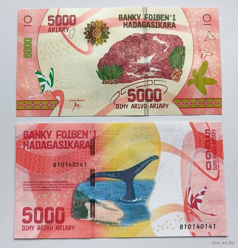 Мадагаскар, 5000 ариари 2017 г., P-102(1) (B, кит), UNC