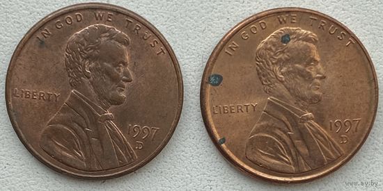 США 1 цент 1997 г. D. Цена за 1 шт.