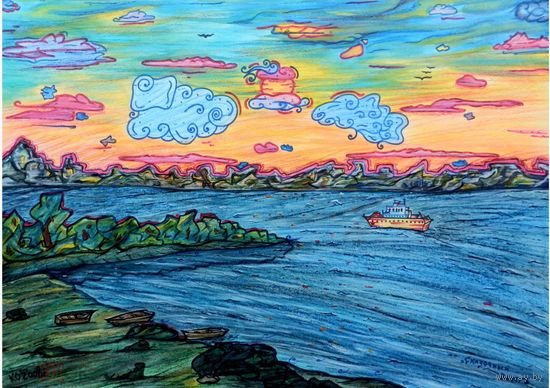 Сказочный вечер, смешанная техника,  2008, Котов Олег