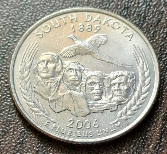 США 1/4 доллара, 2006 Квотер штата Южная Дакота   D    ( 1-6-6 )
