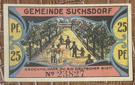 Нотгельд 25 пфеннигов 1921 год. Зуксдорф,. Веймарская республика