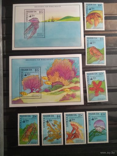 Антигуа и Барбуда 1990 г. Морская фауна.
