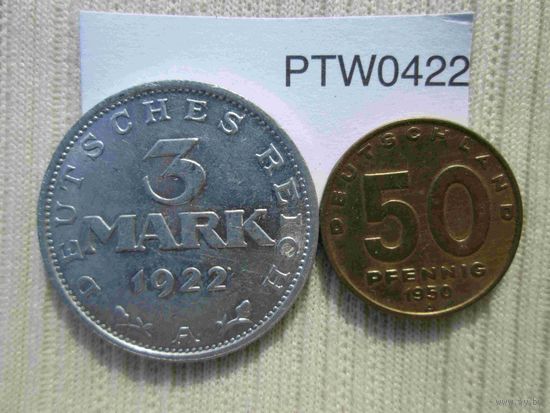 3 марки и 50 пфеннигов Германии одним лотом