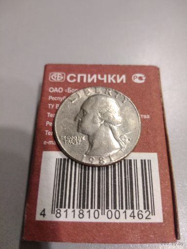 США 25 центов (квотер) 1981 г. D