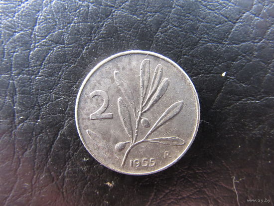 Италия. 2 лиры. 1955. С 20 копеек. Распродажа коллекции. Смотрите другие лоты.
