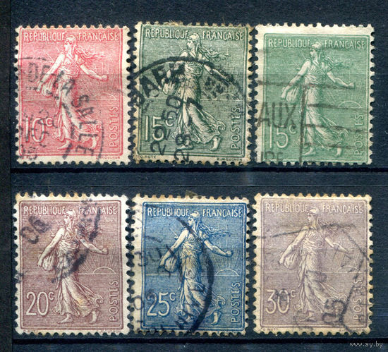 Франция (Республика) - 1903г. - сеятельница с разновидностью 15 с - 6 марок - полная серия, гашёные [Mi 108-112]. #1-Fr-17-A-2
