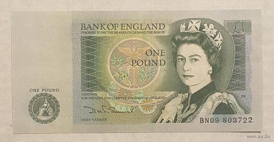 Банкнота Великобритания 1 фунт 1978–1984 г. Елизаветы II. Исаак Ньютон НЕ БЫЛА В ОБОРОТЕ