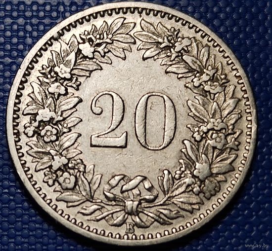 Швейцария 20 раппенов 1906 г.