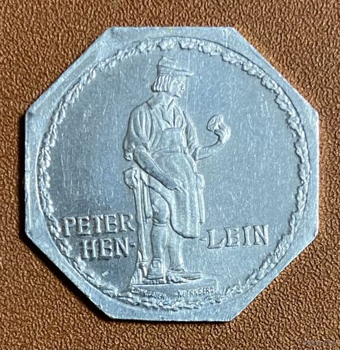 Германия Нюрнберг нотгельд 20 пфеннигов 1919 год Петер Хенляйн. трамвайный жетон