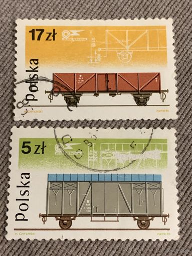 Польша 1985. Железнодорожные вагоны. Марки из серии