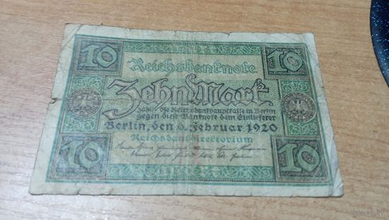10 Марок 1920 год Германии **7321723