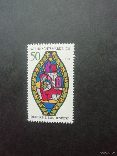 ФРГ 1976 Марка из Блока Mi.13 "Рождество. Витраж в церкви Пресвятой Богородицы" (чистая**) Mi.912 каталог 1.10 евро