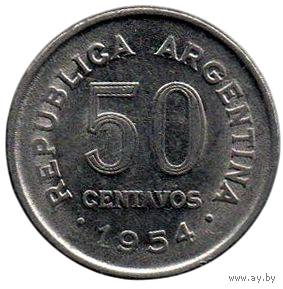 РЕСПУБЛИКА АРГЕНТИНА. 50 СЕНТАВО 1954. САН МАРТИН
