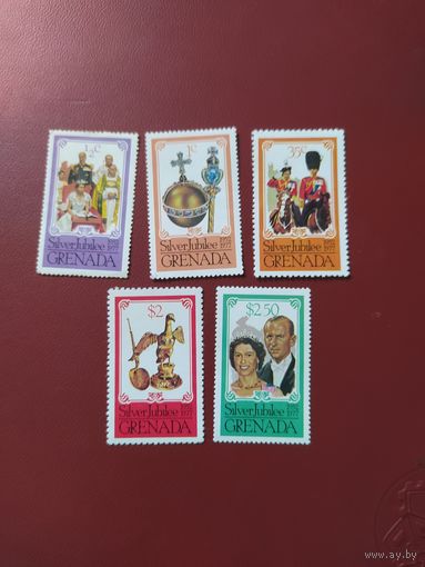 Гренада серия марок 1977 г. Серебряный юбилей