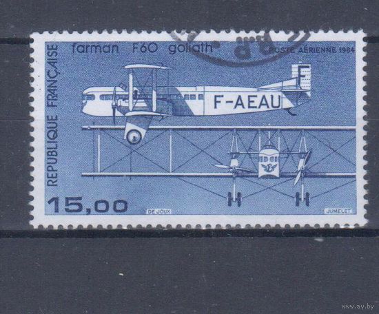 [1970] Франция 1984. Авиация.Самолет. Одиночный выпуск.Гашеная марка.