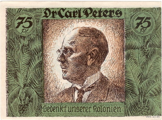 Германия, африканские колонии, 75 пфеннигов, 1921 г.