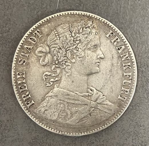 Монета 1 союзный талер 1860 год Германские государства Франкфурт