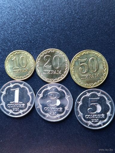 Таджикистан. Набор монет 2020 года. 6 штук.