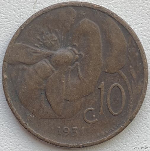 Италия 10 чентезимо 1931 г.