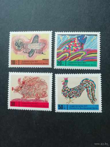 Западный Берлин. 1971 Серия из 4 марок "Рисунки детей" (чистые**) Mi.386-389 каталог 3.00 евро