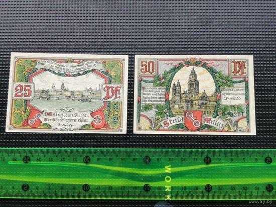 Германия-нотгельд 50  25  пфенингов  Mainz  1921