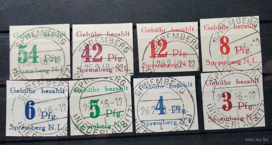 ГЕРМАНИЯ. \5с\ 1946. SPREMBERG. Mi 7В-14В. разновидности см. описание