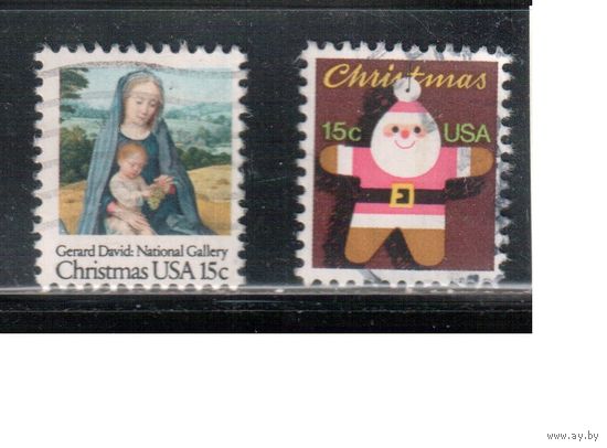 США-1979, (Мих.1402-1403) , гаш. , Рождество и Новый год, Живопись (полная серия)