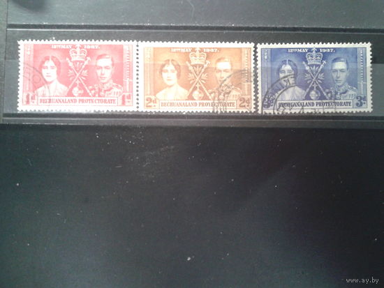 Бечуаналенд, Британская колония, 1937. Коронация короля Георга VI и королевы Елизаветы, полная серия. Mi-3,8 евро гаш.