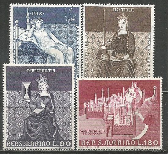 Сан-Марино. Фрески в Сиене. 1969г. Mi#921-24. Серия.
