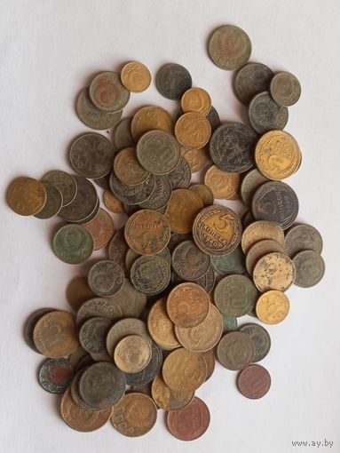 Монеты СССР до реформы , 100 штук , с 1 рубля, без мц