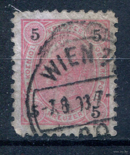 Австро-Венгрия - 1890г. - император Франц Иосиф, 5 Kr, печать Вена - 1 марка - гашёная. Без МЦ!
