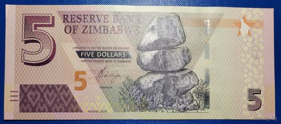 Зимбабве 5 долларов 2019 г.