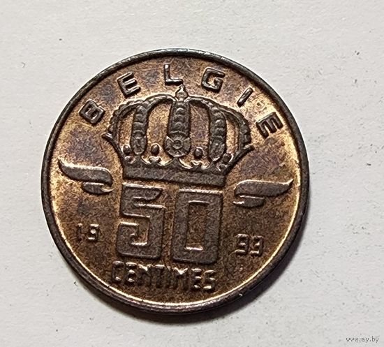 Бельгия 50 сантимов, 1993 Надпись на голландском  BELGIЁ