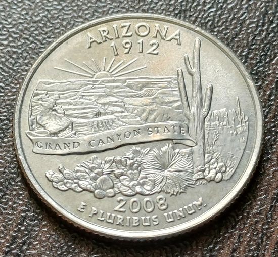 США 1/4 доллара, 2008 Квотер штата Аризона   D    ( 1-7-2 )