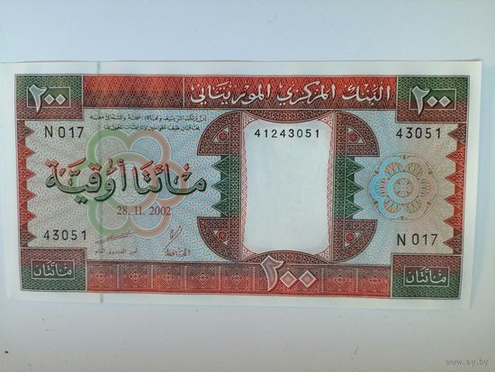 Мавритания 200 UNC 2002 г с рубля
