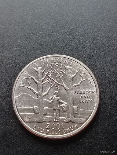 США 25 центов 2001 г. D - Вермонт