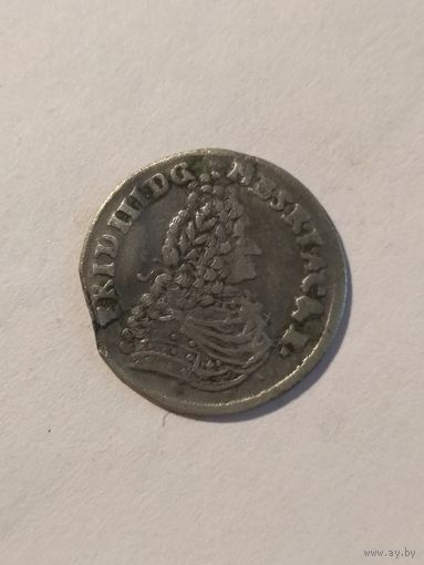 Три гроша, трёхгрошовик. Пруссия Фридрих 3. 1696 г. Нечастая монетка!