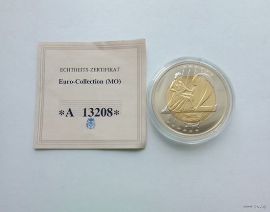 Монета Монако 2 евро 2005 ПРОБА Биметалл