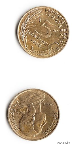 5 сантимов Франция 1986 год